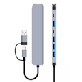 Miniatyrbilde 3 av 5: 7-i-1 USB-C Hub Multiport-adapter med 100W PD-lading for MacBook Air Pro iPad Chromebook Lenovo Huawei Surface