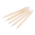 Miniatyrbillede 6 af 8: 5 stk. Tracing Stylus DIY Fremstilling Træhåndtag Rustfrit Stål Dobbelt Hoved Kuglespids Prægning Stylus til Kunstprojekter