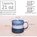 Pikkukuva 2 / 5: Suuri keraaminen kahvimuki, iso teekuppi toimistoon ja kotiin, 620 ml, astianpesukoneen ja mikroaaltouunin kestävä, 1 kpl (sininen)