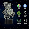 Miniatyrbillede 2 af 5: Børnenatlampe, 3D LED teddybjørn natlampe farverne skifter, dekoration og gaver, sød, fin