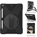 Miniatyrbillede 2 af 5: Stødsikker robust cover til iPad 10.2\" - Sort, 9./8./7. generation, med penneholder, drejeligt stativ, skulderrem, håndrem