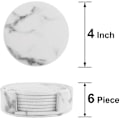 Miniatyrbillede 2 af 4: Læder coasters med holder, sæt med 6, marmor coasters til drikkevarer, sjove