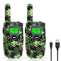 Pikkukuva 1 / 5: Vihreä Camo Lasten Radiopuhelin, 3-12 Vuotiaille Pojille Lelu Ladattava Radiopuhelin 8 Kanavaa LCD-näyttö ja Taskulamppu Kaksi Radiota Pitkä Kantama 4 Kilometriä Max