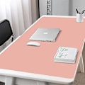 Miniatyrbillede 1 af 5: Dobbeltsidet Bærbar Stor Musemåtte Gamer Vandtæt PU Læder Skrivebordsmåtte Computer Musemåtte Tastatur Borddækning Pink 60*40cm