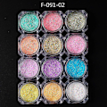 Miniatyrbild 1 av 5: 12 Flaskor Nagelglitterpulver, Reflekterande Nagelkonstpulver, Holografisk Sockereffekt, Krompigment, Manikyrdekoration F-091-02