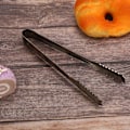 Miniatyrbillede 5 af 8: Rustfrit stålis tongs med takkede spids til brug i hjemmet, på barer og restauranter - sort