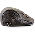 Miniatyrbild 4 av 4: Dark Curry Herr Flat Cap Hatt Justerbar Flat Beret PU Läder 56-60cm