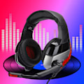 Miniatyrbillede 5 af 8: Headset til hovedmonteret computer med lysende gaming-headset til PS4 (sort rød)