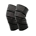 Miniatyrbillede 1 af 5: 2 stk. Lange Elastiske Knæbind Kompressionsbandage Støtte til Ben Plantar Fasciitis Stabilisator Ligamenter Ledsmerter Squat Løb Sport Træning Sort