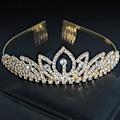 Miniatyrbillede 4 af 5: Guld Krystal Rhinestone Bryllup Tiara Kam - Prinsesse Pageant Brudebal Pandebånd