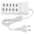 Miniatyrbilde 7 av 8: USB-ladestasjon 10-porters veggstrømsmartlader for flere enheter EU-plugg 100-240V