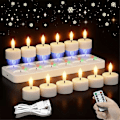 Miniatyrbilde 2 av 5: Oppladbare flammeløse telys 12 stk Batteri Telys Lys Hvite