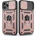 Miniatyrbilde 1 av 5: Kompatibelt iPhone 13 Pro Max 6.7 Tommer 2021 Deksel, Stativdeksel med Skyvbart Kameradeksel, Innebygd 360 Svingbar Ringholder Magnetisk Deksel, Rød