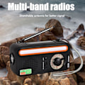 Miniatyrbild 8 av 8: Bärbar Solar Handvev Radio AM FM WB Multiband Dynamo Radio med 2000 mAh Power Bank SOS-larmfunktion för campingresor i nödsituation