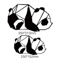 Miniatyrbild 3 av 5: Pandas Metall Väggkonst, Väggdekoration Silhuettkonst för Hem Sovrum Vardagsrum Kontor Trädgård