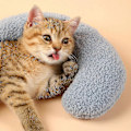 Miniatyrbild 3 av 5: Fluffig Katt Lugnande Kudde - Söta U-formade Designkuddar För Husdjurssömn (vit/blå/gul) Zekai gul
