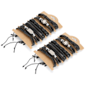 Miniatyrbillede 6 af 8: 2 sæt justerbar flettet armbånd metal indlagt armbånd retro stil manchet kunstlæder