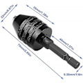 Miniatyrbilde 5 av 5: Nøkkelfri Drill Chuck Konverteringsverktøy 0.3-6.5mm 1/4 Tommers Hex Shank Hurtigskift Adapter Konverter For Elektrisk Sliper