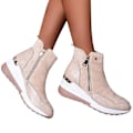 Miniatyrbillede 1 af 3: Beige Kile Høj Top Ankelstøvletter Sneakers Kvinders Træningssko