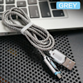 Pikkukuva 7 / 8: Nylon-punottu LED-mikrousb-kaapeli Android-synkronointikaapeli Type C -pikalatauskaapelit