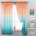 Miniatyrbillede 4 af 5: 132*213 cm orange og grøn Øjettyl Gardiner Semi-Transparent Indvendig Gardiner til Soveværelse Stue Hjem