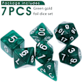 Miniatyrbillede 3 af 5: 7-delt DND Terningesæt til Dungeons & Dragons, Lilla Nebula Multi-sided Terninger RPG Rollespil Bordspil (Mørkegrøn)