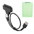 Pikkukuva 8 / 8: Kova levy -sovitinkaapelin SATA HDD/SSD -kaksoisliitäntämuunnosjohto 2,5 tuuman suojakotelolla Vihreä