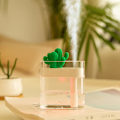 Miniatyrbilde 3 av 5: Mini Kaktus USB Kaldt Tåke Luftfukter med Nattelys - Ideell for Soverom, Hjem, Kontor og Bil - Tidsstyrt Automatisk Avslutning (Transparent)