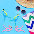 Miniatyrbild 4 av 5: Stora Strandhandduksklämmor i Jumbostorlek Flamingo Papegoja Hållare Ljusa Färger Set för Strandstol Filt Täcke