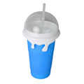 Miniatyrbillede 2 af 8: Frossen Smoothies Kop Genanvendelig Eksplosionssikker Blød Silikone Frossen Klemme Kop Smoothies Maker Kop med Dobbelt Brug Sugerør til DIY Blå