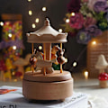 Miniatyrbillede 4 af 5: Musikboks Træ Merry-Go-Round Hest Musikboks Drej Hest Formet Træhåndværk Fødselsdagsgaver Boligindretning