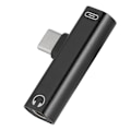 Pikkukuva 4 / 8: 2 in 1 Type C - 3,5 mm:n kuulokeliitäntä USB-latausadapteri Monitoiminen muuntaja Musta