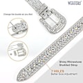 Miniatyrbild 4 av 5: Western Cowboy Cowgirl Rhinestone Studded Läderbälte 135cm(53Tum) Silver