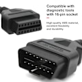 Miniatyrbillede 4 af 6: OBDII-forlængerkabeladapter 16-pin han-til-hun diagnostisk ledningsstik 10m/32.8ft