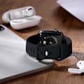 Miniatyrbilde 2 av 5: Svart silikonreim for Apple Watch - Kompatibel med iWatch SE Series 8 7 6 5 4 3 2 1 (38mm/40mm)