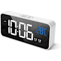 Miniatyrbild 1 av 5: HOMVILLA Digital Väckarklocka med Stor LED Temperaturdisplay, Portabel Spegelväckarklocka med Dubbel Sovtid Alarm 4-nivåers Justerbar Ljusstyrka Dimmer