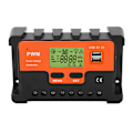 Miniatyrbild 1 av 8: Solcellsladdningsregulator LCD-display Automatisk parameterjusterbar 30A PWM Solcellsregulator 12V 24V med 2 USB 5V utgångsport