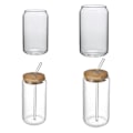 Miniatyrbillede 4 af 5: 2 stk. Iste Glas Cola Dåse Glas Glas Drikkekrus Glas Drikkeglas (395 ml/580 ml) S*bambus låg*sugerør