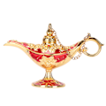 Miniatyrbillede 7 af 8: Magisk Genie Lampe - Farveægte, iøjnefaldende legeringslampe med præget mønster - Perfekt til soveværelse, kontor - Guld + Rød - 4,7 tommer