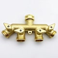 Miniatyrbillede 1 af 3: Slangefordeler (4-vejs), Messing Havevandslange Adapter Firevejs Splitter Adapter Kuglehane Vandhane Konnektor