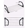 Miniatyrbilde 5 av 5: Sammenleggbar tørkestativ i rustfritt stål for balkong, radiator, badekarvindu - Heng og tørk klesvask effektivt (67 * 32 cm)