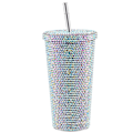 Miniatyrbilde 2 av 8: 500 ml vannflaske i rustfritt stål med rhinestones dekorasjon vakuum vannflaske for kvinner