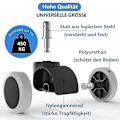Miniatyrbilde 2 av 5: 5 Pakke Kontorstolhjul 11 mm / 22 mm Erstatning Hardt Gulv For Gamingstoler, Svingstoler