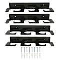 Miniatyrbillede 1 af 8: 4 stk. fiske stang holder robust pladsbesparende stilfuld holder 6 stænger vægmonteret fiskestang rack til indendørs udendørs sort