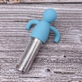 Miniatyrbilde 5 av 5: Teinfusersett - Ekstra fint nett, rustfritt stål, silikonhåndtak, søt teball - Grå og blå