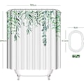 Miniatyrbillede 2 af 5: Bruseforhæng Vandtæt Skimmelsikker Badeværelsesforhæng Polyester Grønt Blad Plante Print Vaskbart med 12 C-kroge til Hjemme Badekar Brusekabine (180CM x