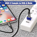 Miniatyrbild 3 av 5: USB till USB C Adapter 3-pack, Typ C Hona till A Hane Laddningskabel Konverterare Blå