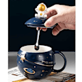 Miniatyrbillede 5 af 5: Astronaut Kop Rum Præget Planet Krus, Sød Keramisk Kaffekrus, Nyhedskrus med Låg og Ske til Kaffe, Te, Mælk, Æstetisk Rumindretning Sjov Gave