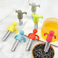 Miniatyrbillede 4 af 5: 2 stk. te-infuser sæt i rustfrit stål og silikone, hængende tefilter te-infuser til løs te silikone te-infuser (lysegrå)
