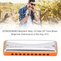 Miniatyrbillede 4 af 6: Benders Harpe 10 Hul 20 Tone Blues Harmonica - Key of C (Orange)